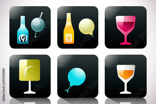 Generative AI illustration of Mobile app UI single glossy icon for a events and parties