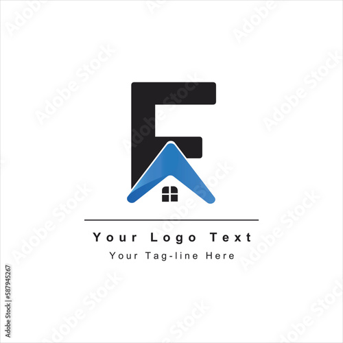 F letter logo design real estate icon