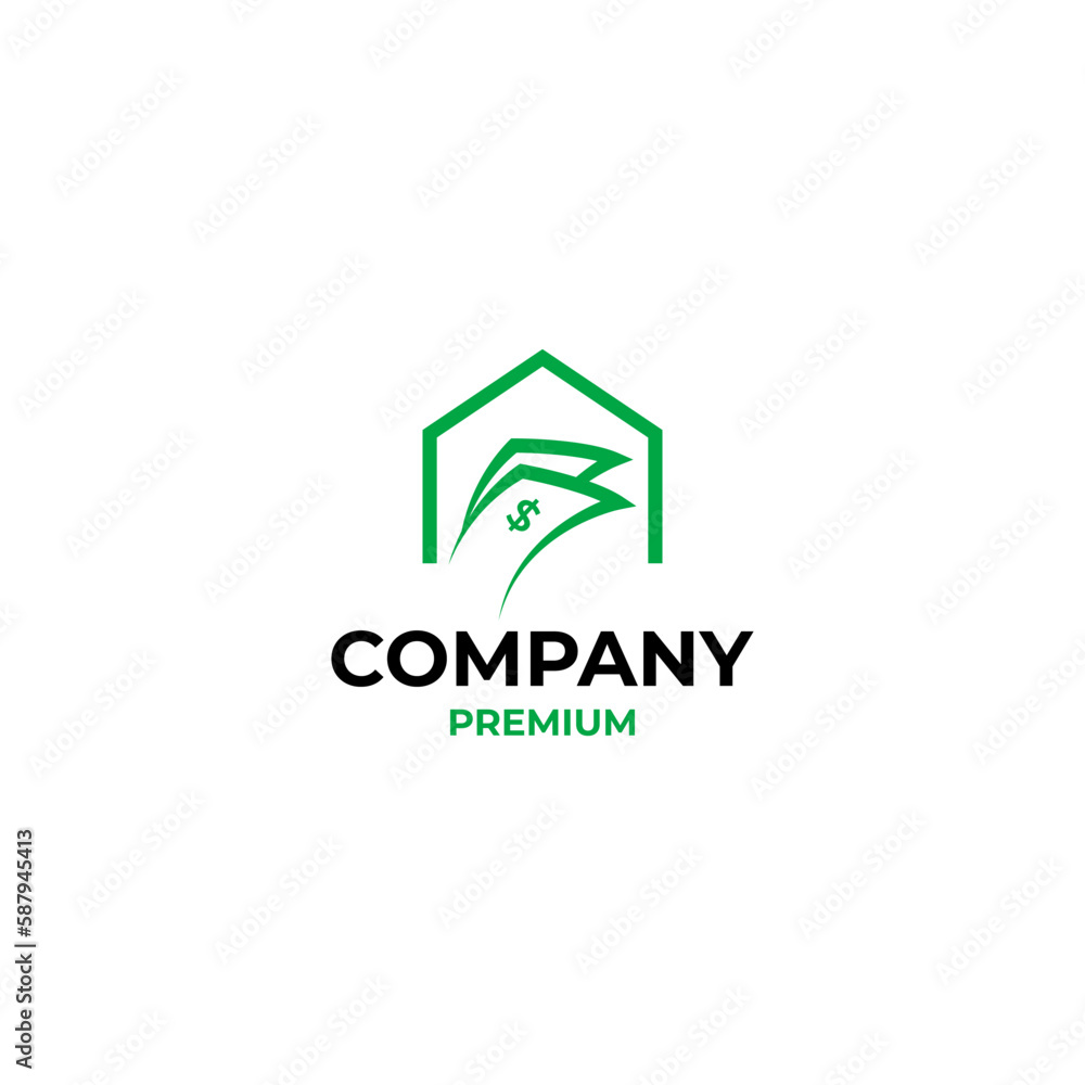 Vector money house logo design concept illustration idea Vector money house logo design concept illustration idea