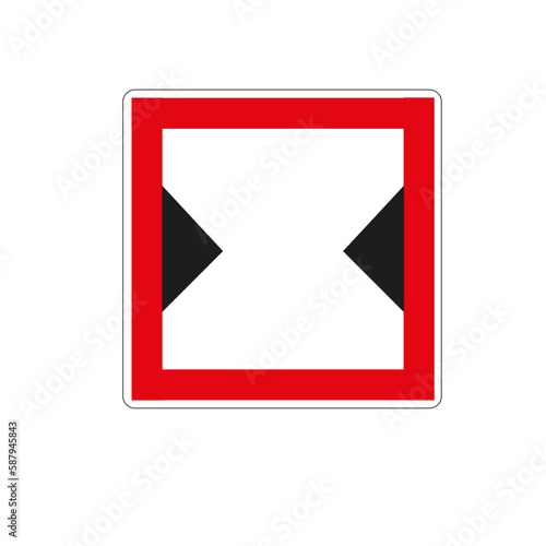 Panneau code de la navigation en eaux intérieures: Largeur limitée du chenal