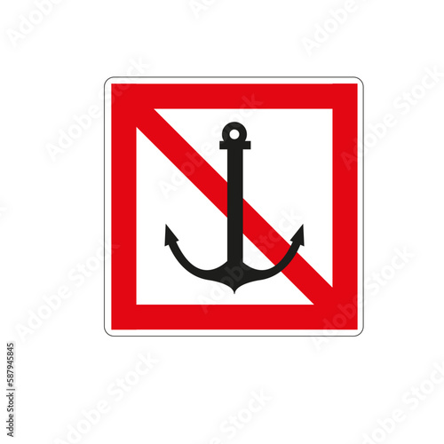 Panneau code de la navigation en eaux intérieures: Ancrage interdit