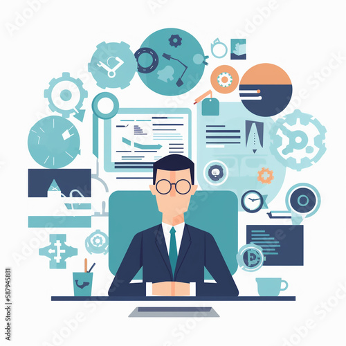 business consulting services flat vector illustration｜Generative AI