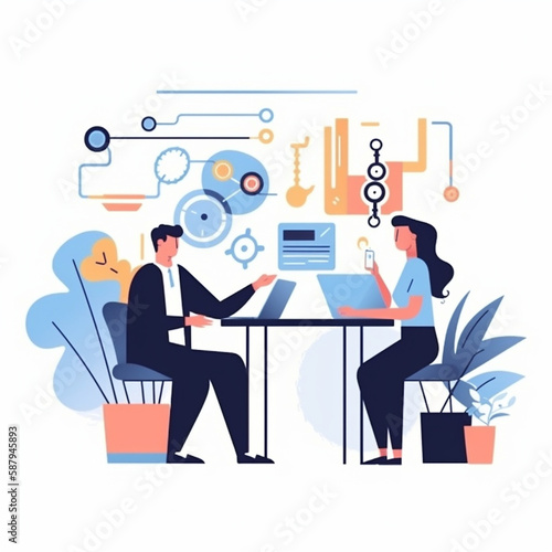 business consulting services flat vector illustration｜Generative AI