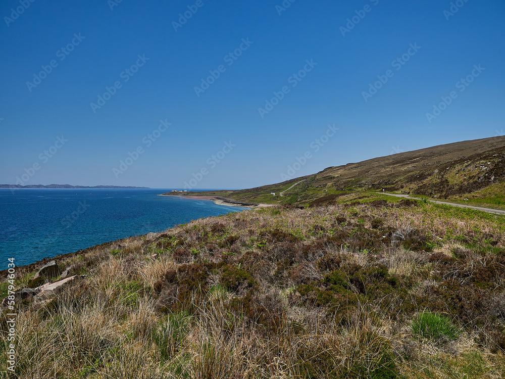 landscape along the coastline of the northern highlands.