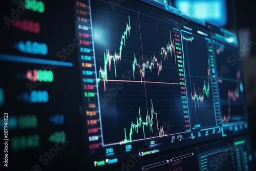 Crypto Trader Investor Analyst Broker Using Computer Analysing Online Cryptocurrency Exchange Stock Market Index Chart, Investing Money Growing Profit in Trading Platform Stock Market. Generative AI.
