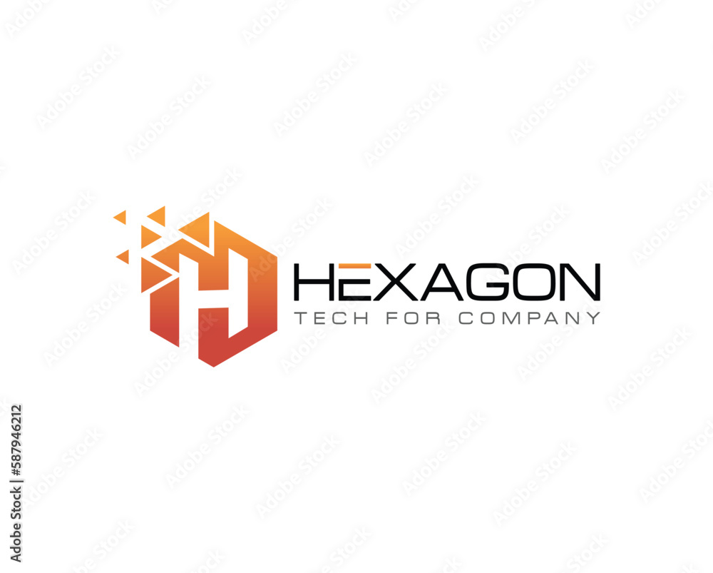 Fototapeta premium H letter technology logo design with hexagon concept illustration.