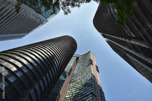 Low angle view of skyscrapers in Kuala Lumpur