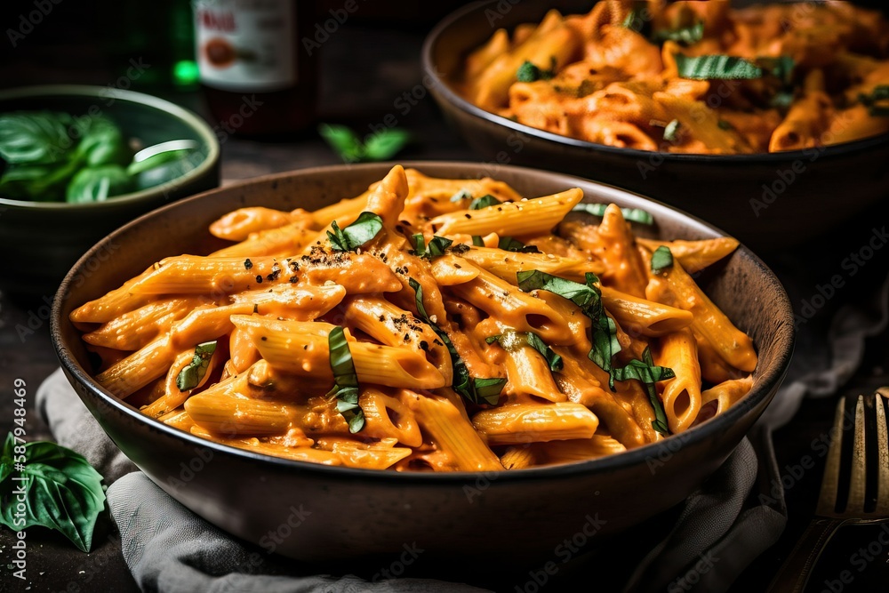 Pasta, Penne alla vodka with a spicy tomato (Ai generated) Pasta, Penne alla vodka with a spicy tomato (Ai generated)