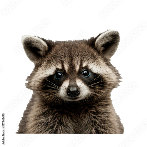 brown raccoon isolated on white