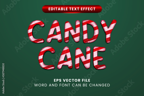 Candy cane christmas holiday vector text effect