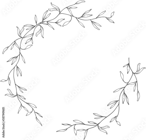hand drawn floral wreath.
