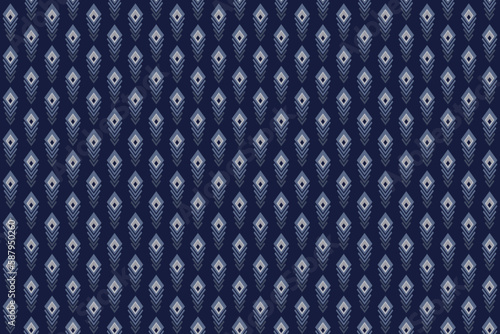 Abstract geometric peacock feather seamless pattern. Dark and light gray element on dark blue background,for masculine male shirt lady’s dress fabric textile decoration crockery cushion all over print