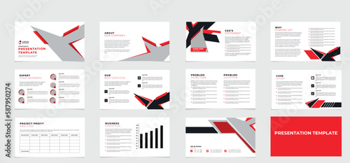 Business presentation powerpoint templates set. Use for presentation background, keynote template, brochure design, website slider, landing page, annual report