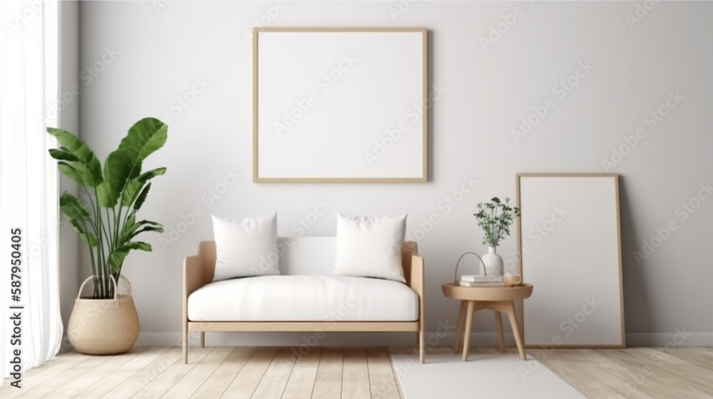 abstract Modern design interior. blank frame mock up. Generated AI abstract Modern design interior. blank frame mock up. Generated AI
