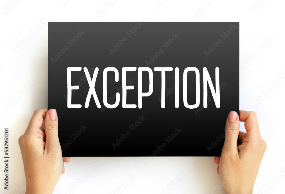 Exception text on card, concept background Exception text on card, concept background