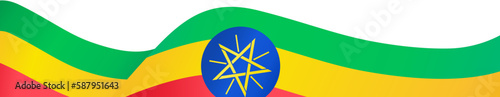 Ethiopia flag wave isolated on png or transparent background
