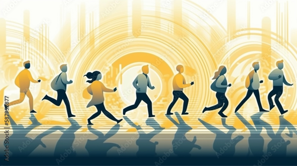 business peoples running next digital to future Generated AI business peoples running next digital to future Generated AI