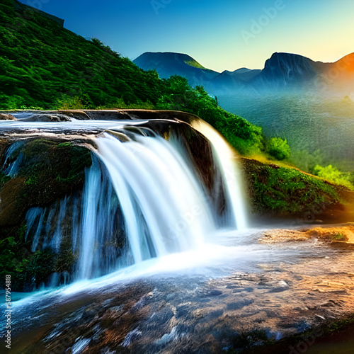 waterfall in the mountains