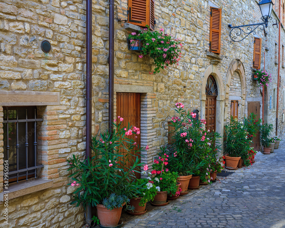 View of Frontino's village in the Italian region of Marche.