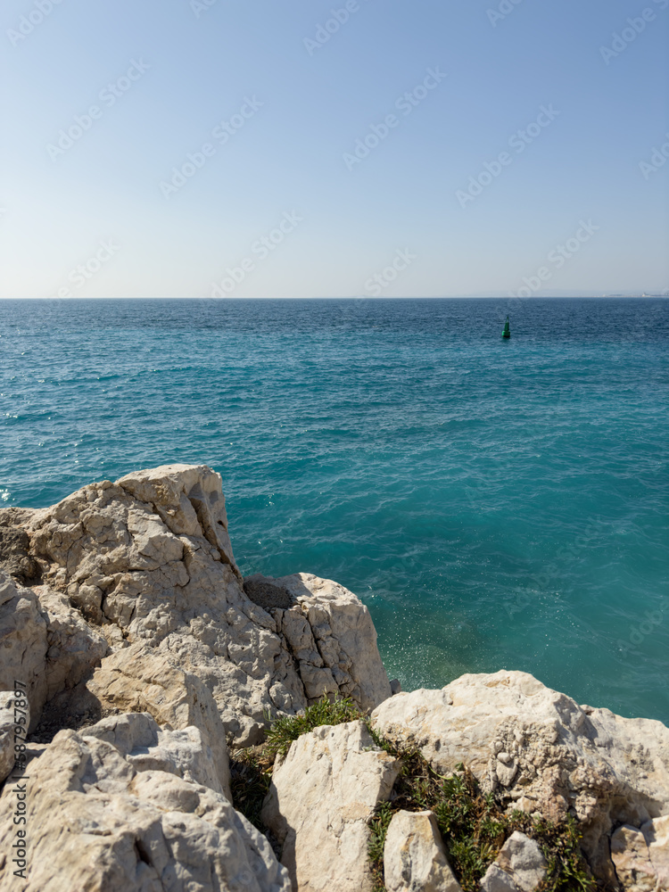 mediterranean sea with rocks background of Cote d'azur mediterranean sea with rocks background of Cote d'azur