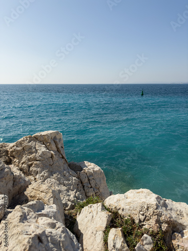 mediterranean sea with rocks background of Cote d'azur