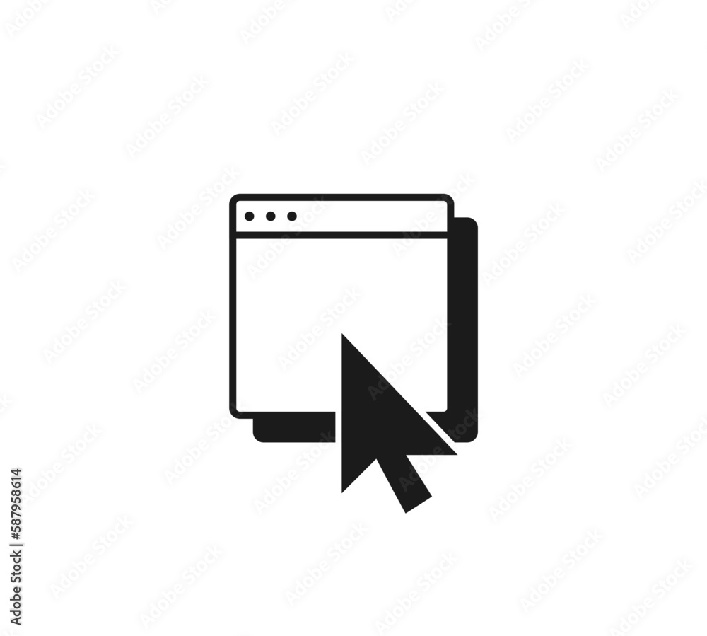 Browser window frame with cursor pointing on it. Pc, computer, blank internet page template. Y2K simple white search panel. (Full Vector) Browser window frame with cursor pointing on it. Pc, computer, blank internet page template. Y2K simple white search panel. (Full Vector)