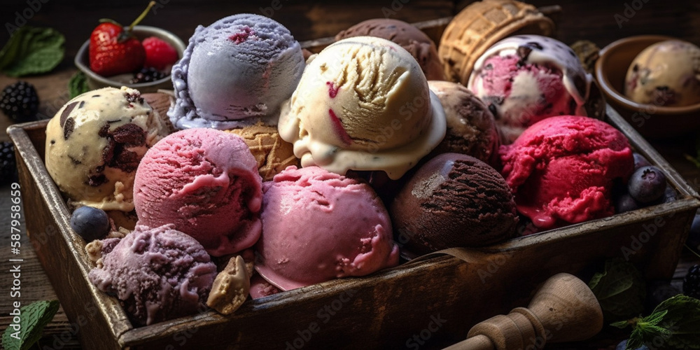 Assorted of ice cream Generated AI Assorted of ice cream Generated AI