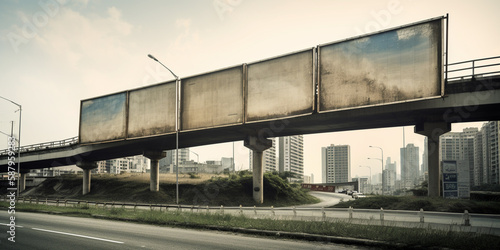 City roadside blank billboard Generated AI