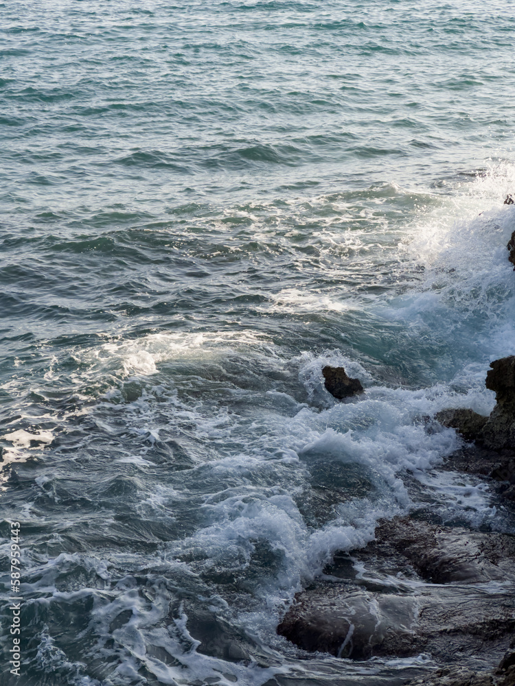 Natural background of azure sea watercloseup , French Riviera