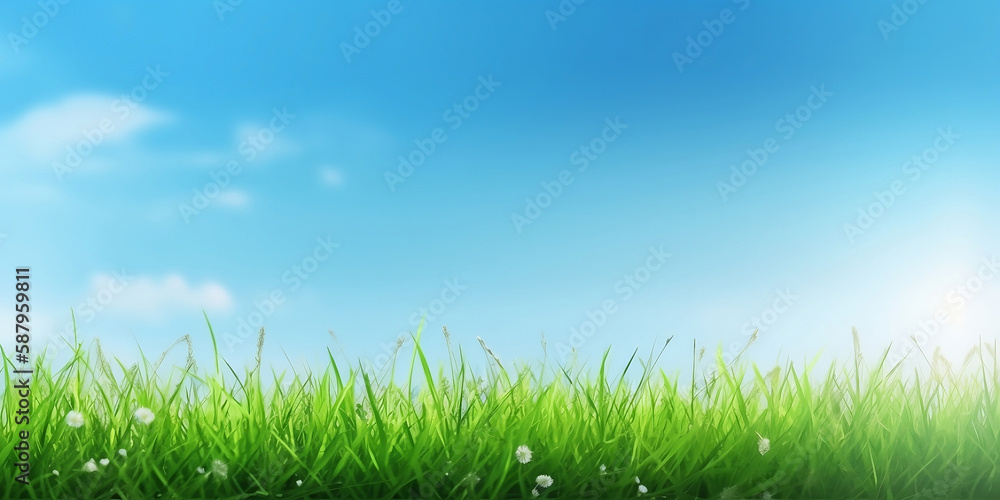 rice border or edge wide banner on clear blue sky background, banner for website generated by Ai