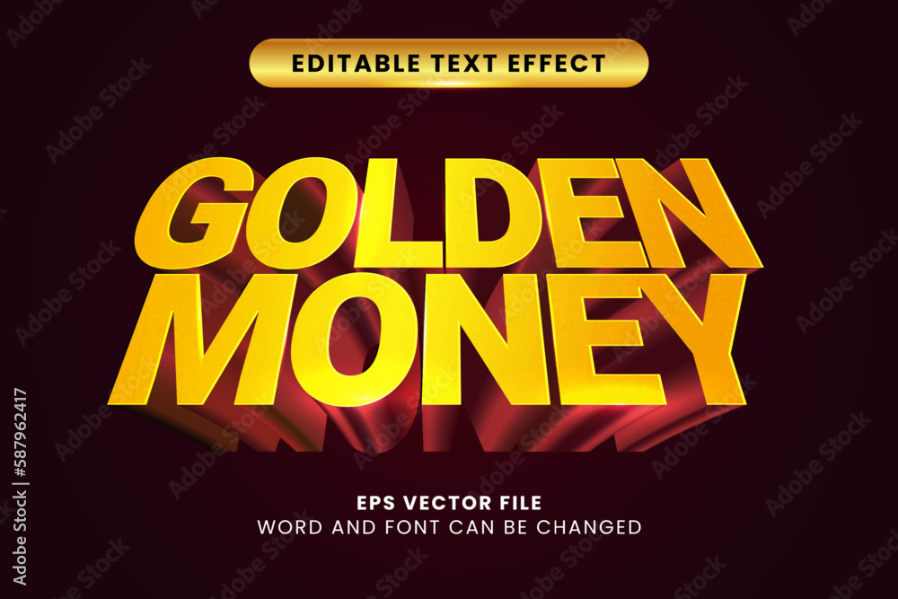 3d golden money editable text effect