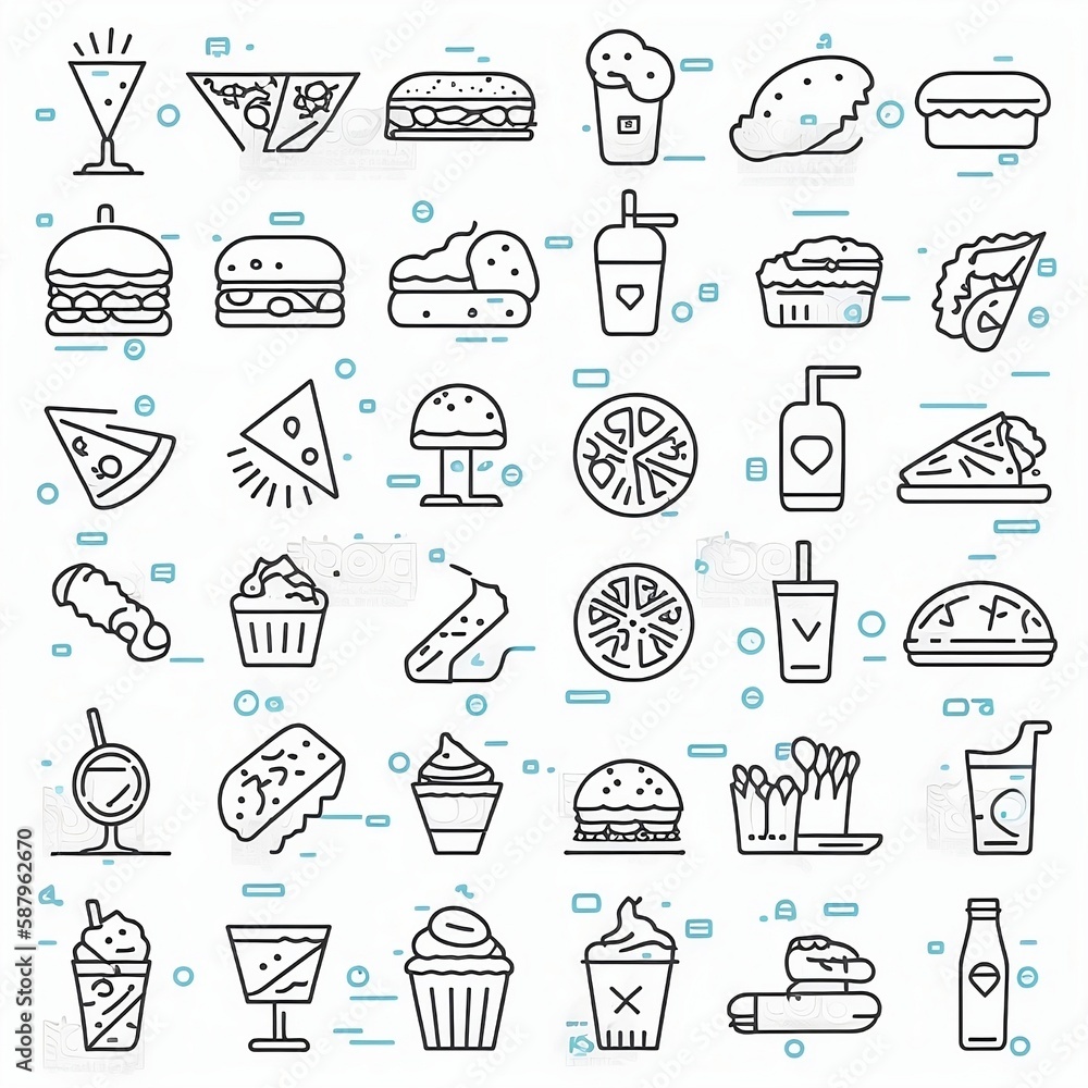 Icon set for food and drink - obrazy, fototapety, plakaty 