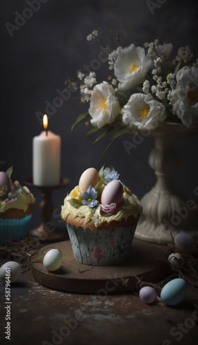 candles, basket, eggs, beautiful eggs, painted eggs, blue, blank, red, pink, holiday, napkin, lace, flowers, © Silaya Elena