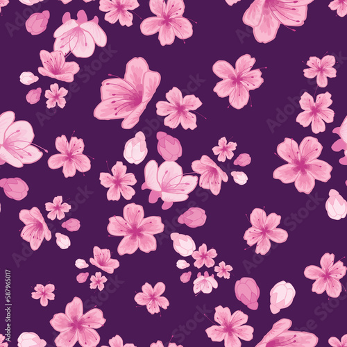 Beautiful Sakura Flower Seamless Surface Pattern Design © Zarya
