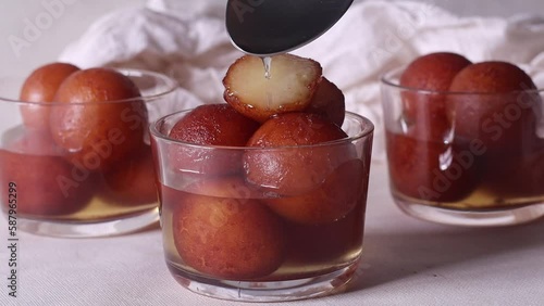 Gulab jamun. A milk solid based sweet popular in Indian subcontinent photo