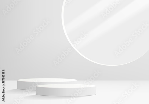 3d background products display podium scene with geometric platform stand to show cosmetic products. Stage showcase on pedestal display white studio