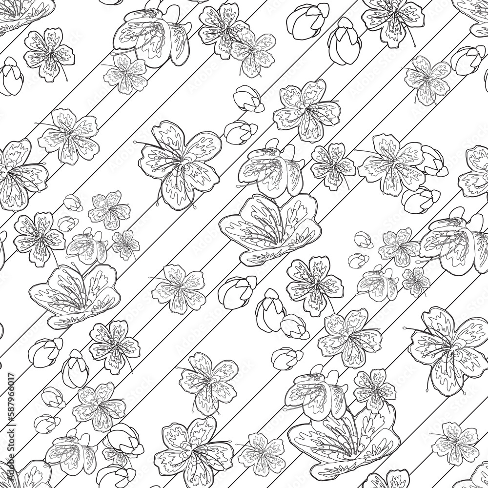 Beautiful Sakura Flower Seamless Surface Pattern Design Beautiful Sakura Flower Seamless Surface Pattern Design