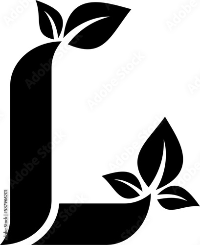 letter l eco concept includes leaves icon