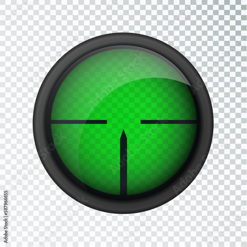 Realistic sniper sight thermal imager. Sniper scope with measurement thermal imager marks template. Sniper scope crosshairs view. Realistic vector optical sight.