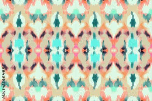 Simple ikat pattern bright background. Abstract geometric ethnic folk antique vintage retro blurred graphic line. Design for texture fabric textile print art background wallpaper tile backdrop vector.