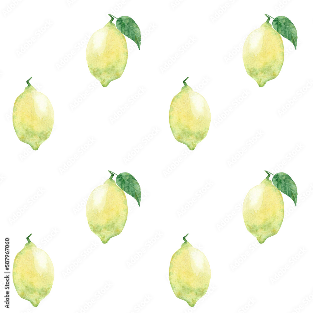 Watercolor lemon fruit. Hand painted sour lemon. Juicy lemons seamless pattern. Bright summer design. Watercolor lemon fruit. Hand painted sour lemon. Juicy lemons seamless pattern. Bright summer design.
