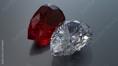 Photos Pierre précieuse - Taille Poire - Diamant - Rubis