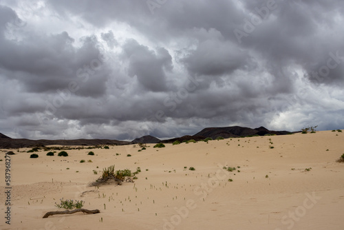 Desert and a cloudy sky, Corralejo, Spain