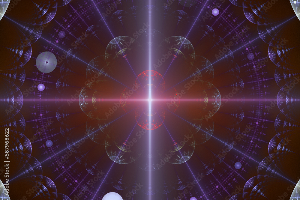 Dark purple glowing pattern of curved shapes and rays on a black background. Abstract fractal 3D rendering Dark purple glowing pattern of curved shapes and rays on a black background. Abstract fractal 3D rendering