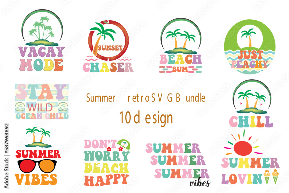 Summer retro SVG Bundle