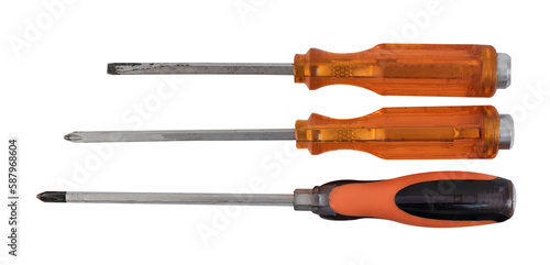 Old screwdriver isolated on transparent background.