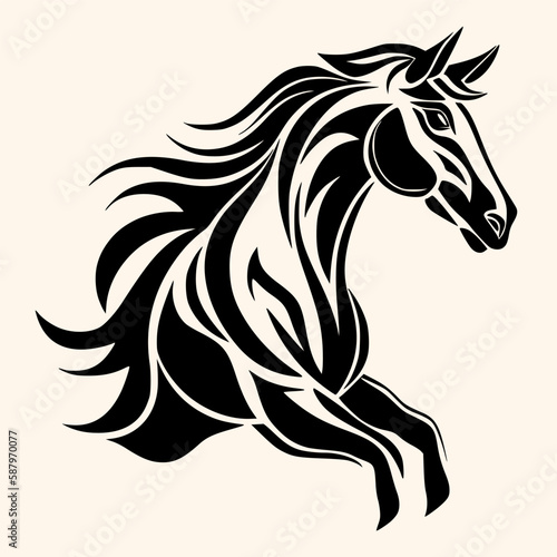 Horse vector for logo or icon clip art  drawing Elegant minimalist style abstract style Illustration