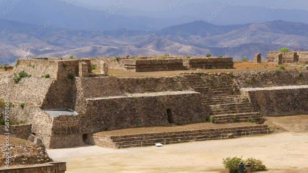 Panorama of Monte Albán from the South Platform. Panorama of Monte Albán from the South Platform.
