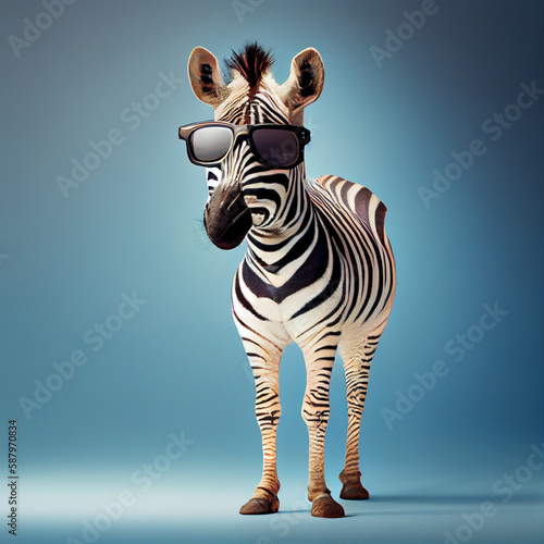portrait of a zebra in sunglasses