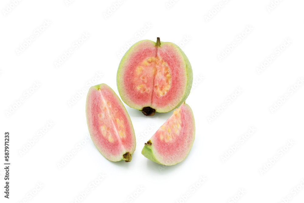Close up of Pink guava fruits with isolated on transparent background, PNG Close up of Pink guava fruits with isolated on transparent background, PNG
